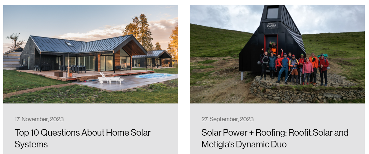 Roofit.Solar projects - a beautiful house in Estonia and a refuge in Romania with Metigla
