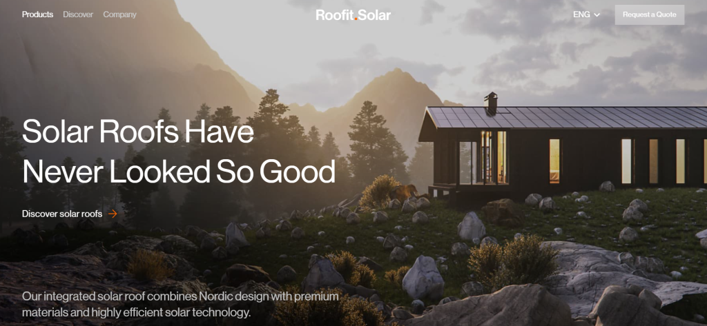 Roofit.Solar main page with the title “solar roofs have never looked so good”
